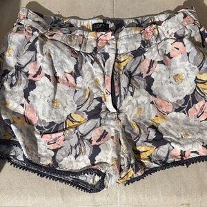 LOFT Floral Shorts - Pink, Yellow, Gray